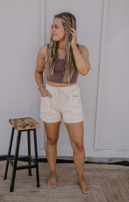 NIOMI CREAM FRENCH TERRY SHORTS