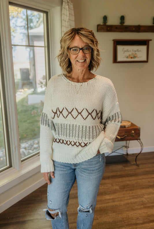 MAISSA CABLE KNIT STITCHED SWEATER