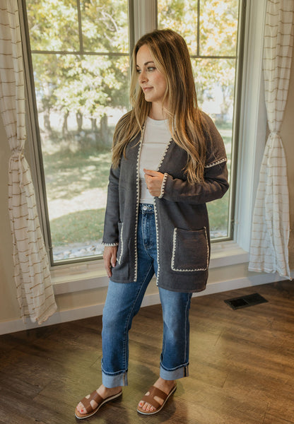 KARINA STITCHED OPEN CARDIGAN