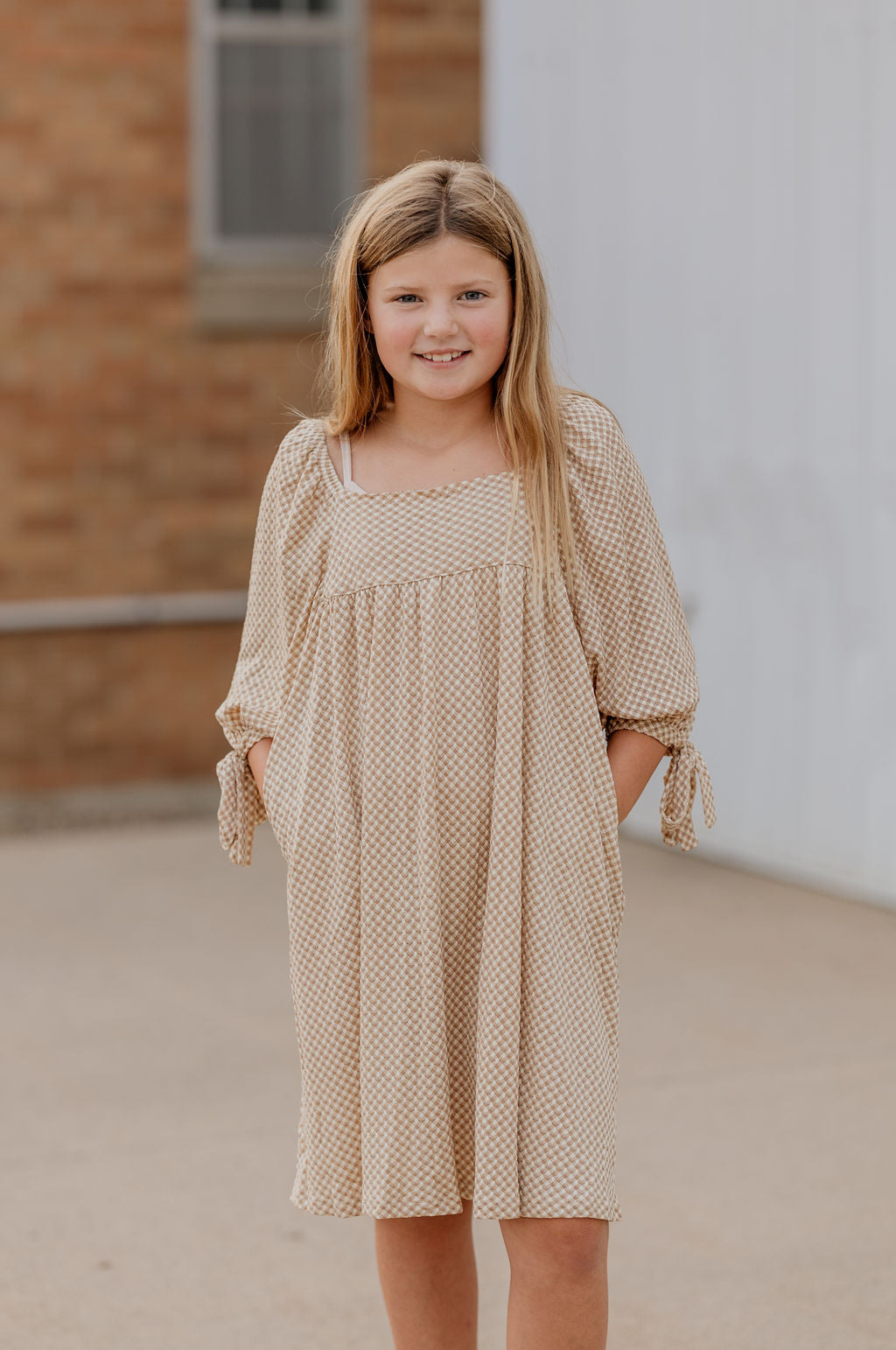 CIERA GIRLS TEXTURED YELLOW DRESS