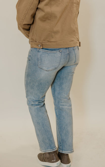 WHITLEY MEDIUM WASHED MID RISE SLIM STRAIGHT JEANS