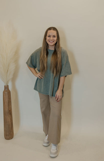 HAILY BASIC OVERSIZED ACID WASHED TOP MULTIPLE COLOR OPTIONS BY IVY & CO