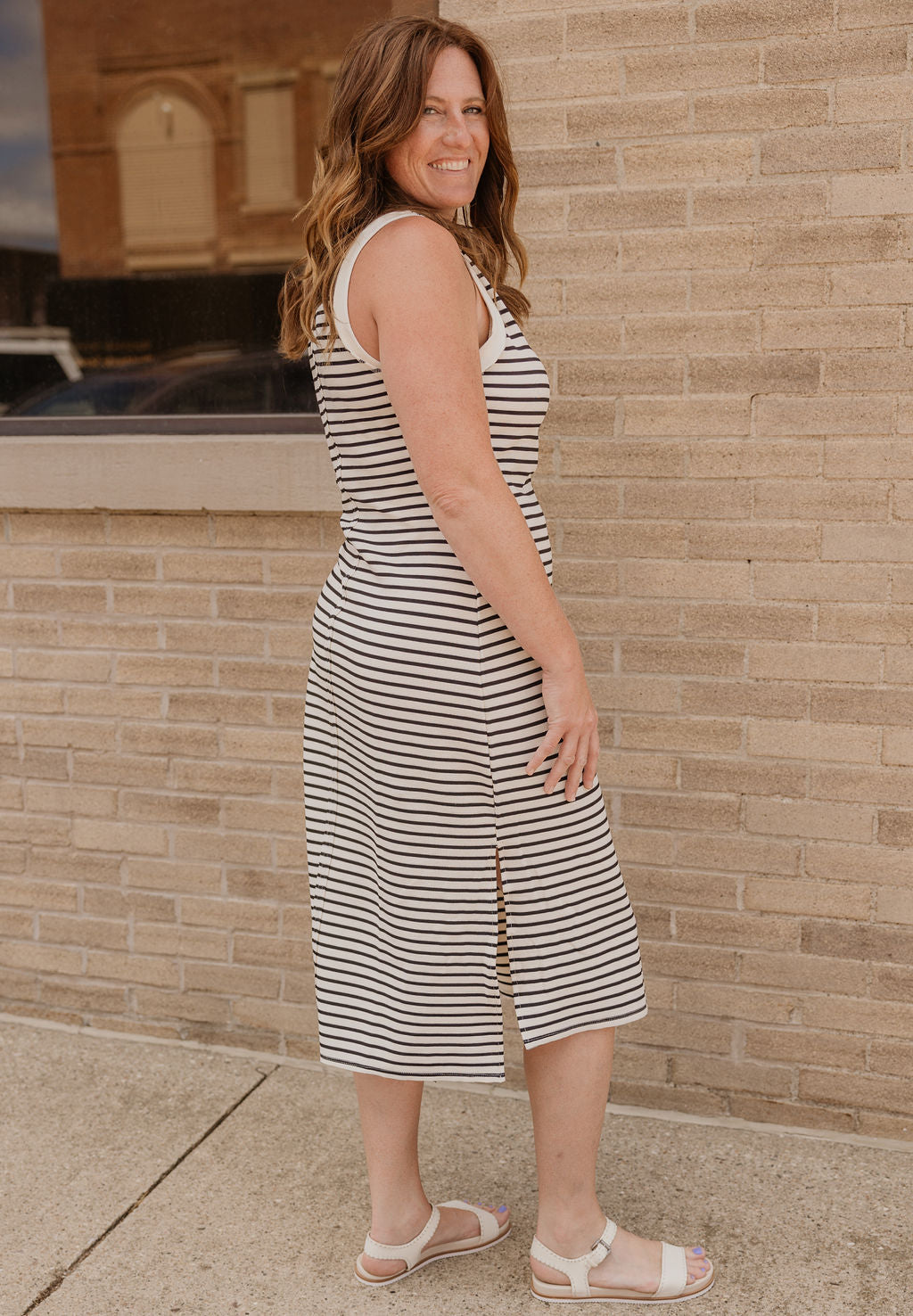 TABITHA STRIPED KNITTED LONG DRESS