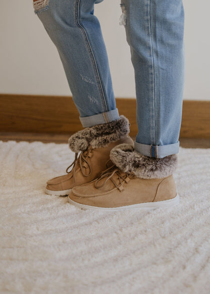 FARREN TAN SLIP ON FUR SHOE