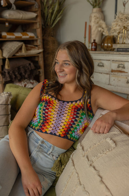 HARLI MULTI COLORED CROCHET TANK TOP BY IVY & CO