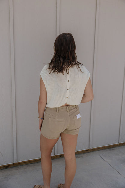 SAYLOR KHAKI MID RISE SHORTS