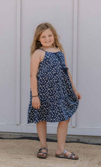 INDIE GIRLS NAVY WITH WHITE FLORAL SPAGHETTI STRAP DRESS