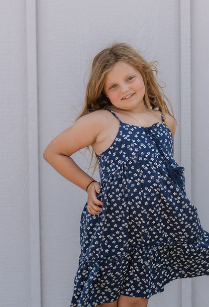 INDIE GIRLS NAVY WITH WHITE FLORAL SPAGHETTI STRAP DRESS