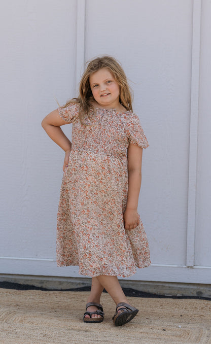 CLARISSA GIRLS FLORAL IVORY DRESS