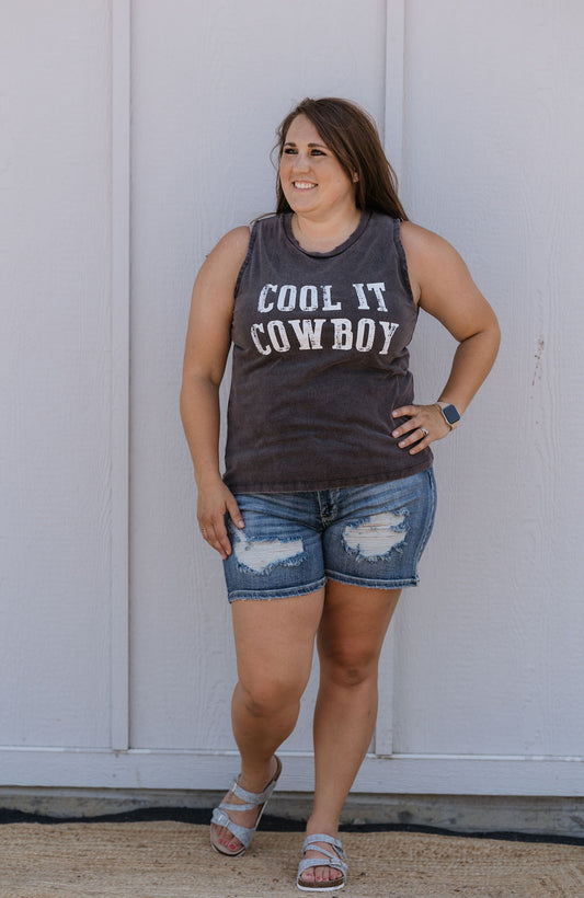 COOL IT COWBOY CHARCOAL TANK TOP