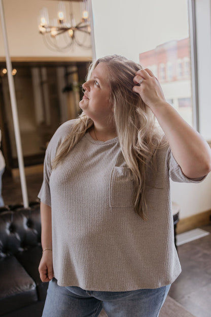 COURTNEY CURVY GREY POCKET TOP