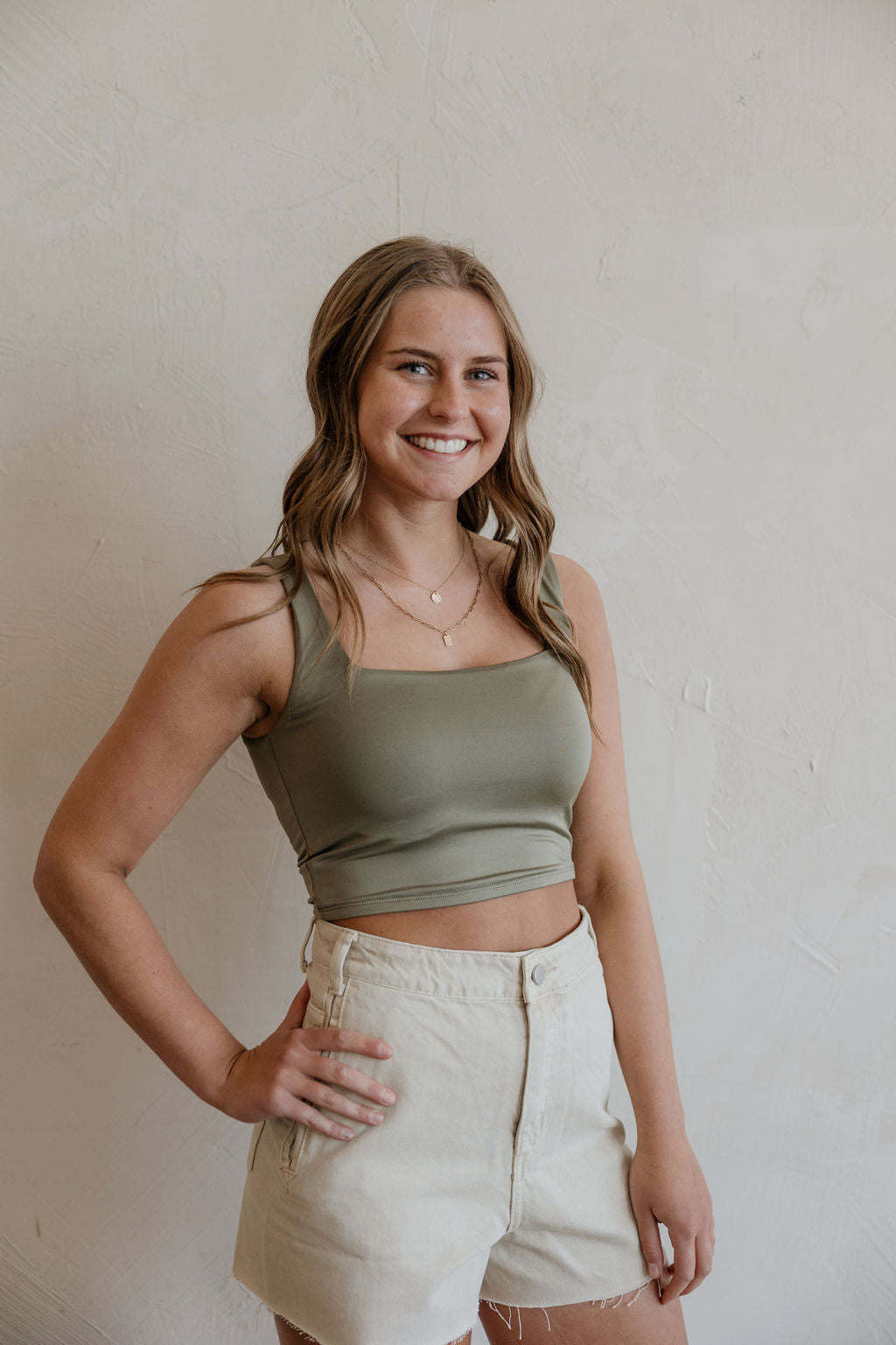 BRISTOL LIGHT OLIVE CROPPED TANK BY IVY & CO