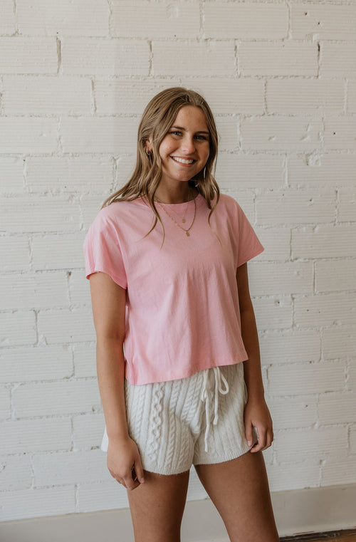 ELENOR COTTON PINK BOXY TEE BY IVY & CO