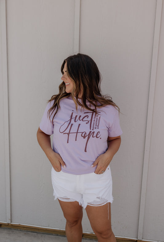 JUST HOPE - REJOICE IN HOPE, BE PATIENT IN TRIBULATION GRAPHIC TEE