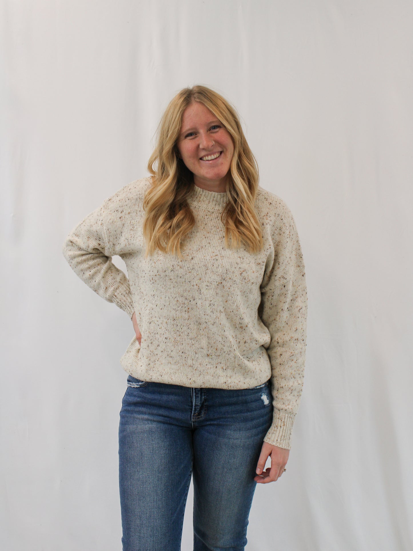 FERN MOCK NECK SPECKLED SWEATER