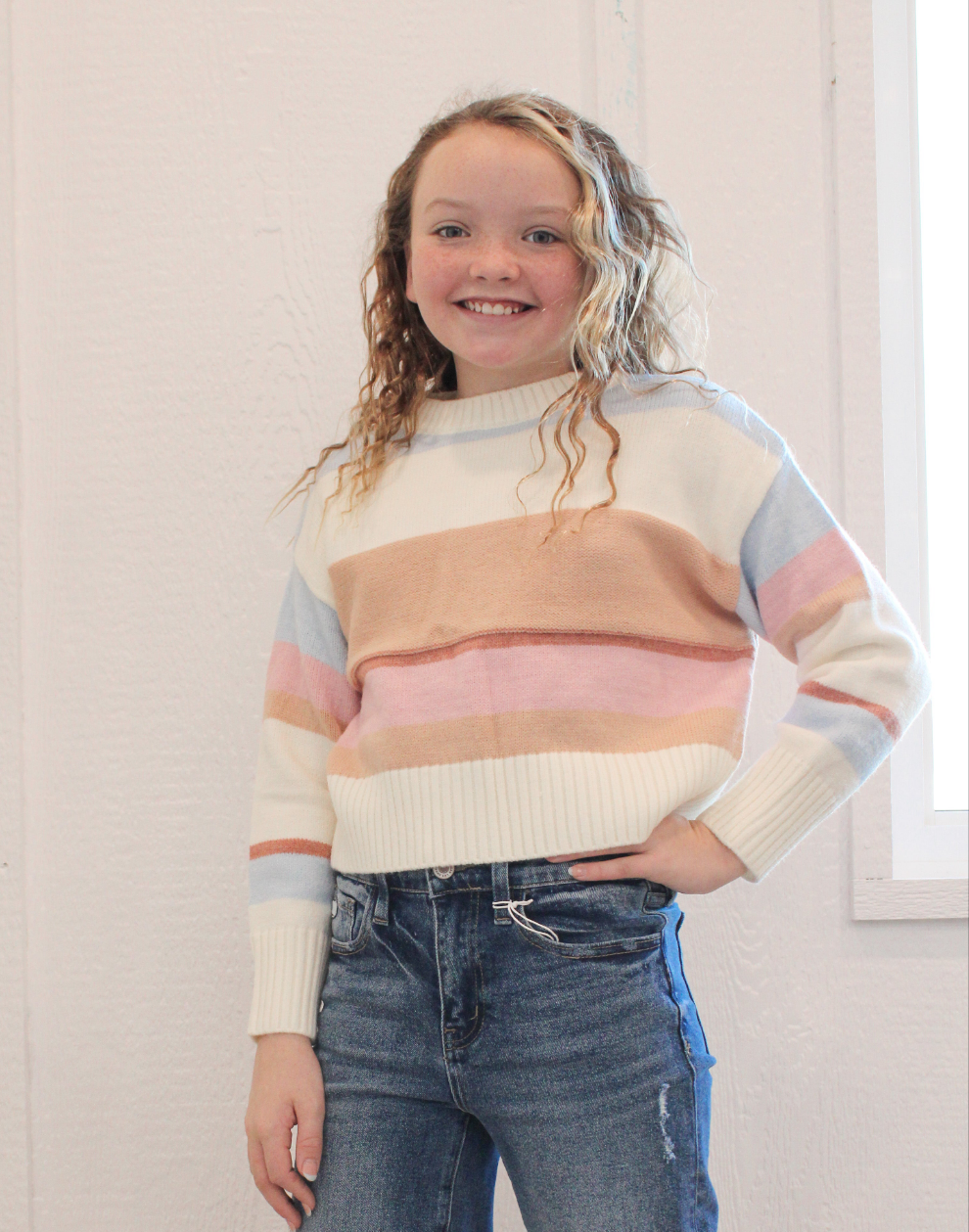 CHARIS GIRLS STRIPED SWEATER