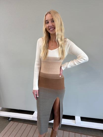 CINDA COLORBLOCK SWEATER DRESS BY IVY & CO