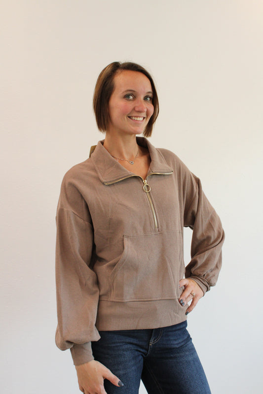 KARINA RIBBED 1/2 ZIP PULLOVER