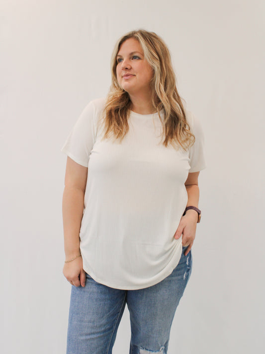 CHARISS CURVY RIB KNIT TEE