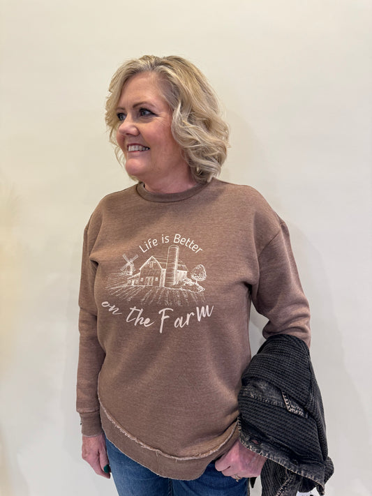 LIFE IS BETTER ON THE FARM CREW NECK SWEATSHIRT