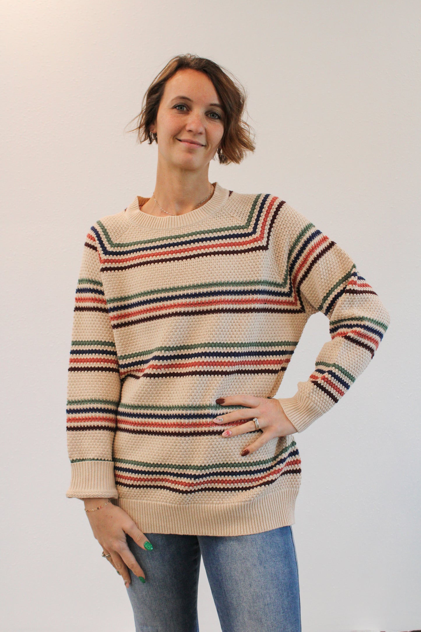 LILY REG/CURVY STRIPED KNIT SWEATER