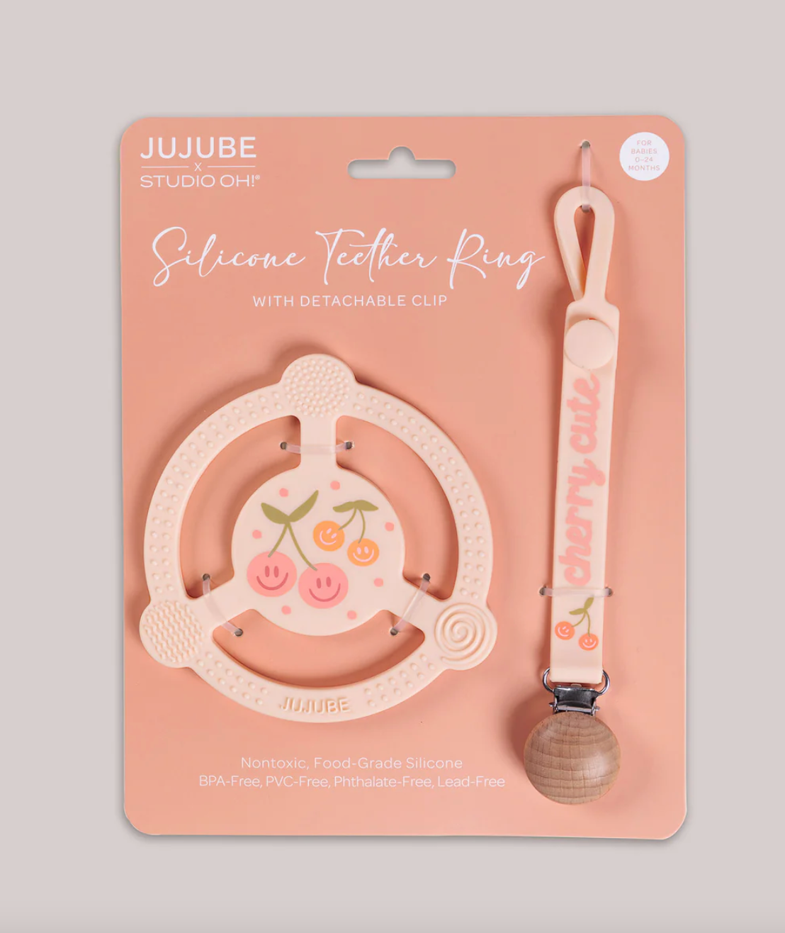 JUJUBE SILICONE TEETHING RINGS WITH DETACHABLE CLIP