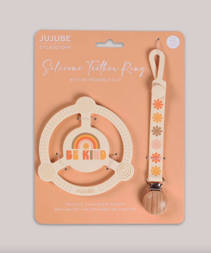 JUJUBE SILICONE TEETHING RINGS WITH DETACHABLE CLIP