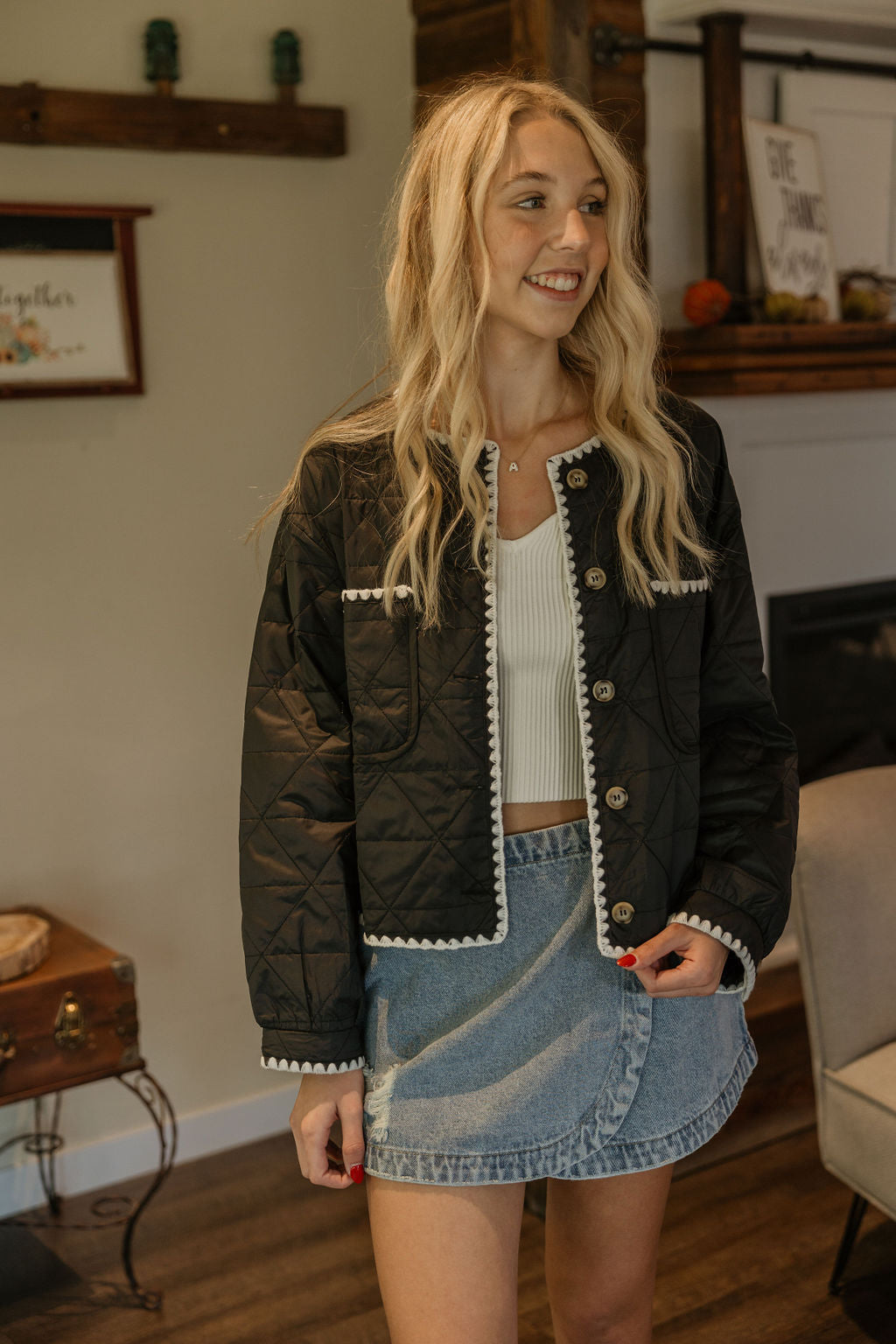 JACE SCALLOP TRIM QUILTED JACKET BY IVY & CO