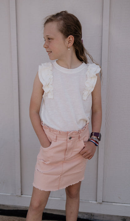 LEYLA GIRLS RUFFLE SHOULDER TOP