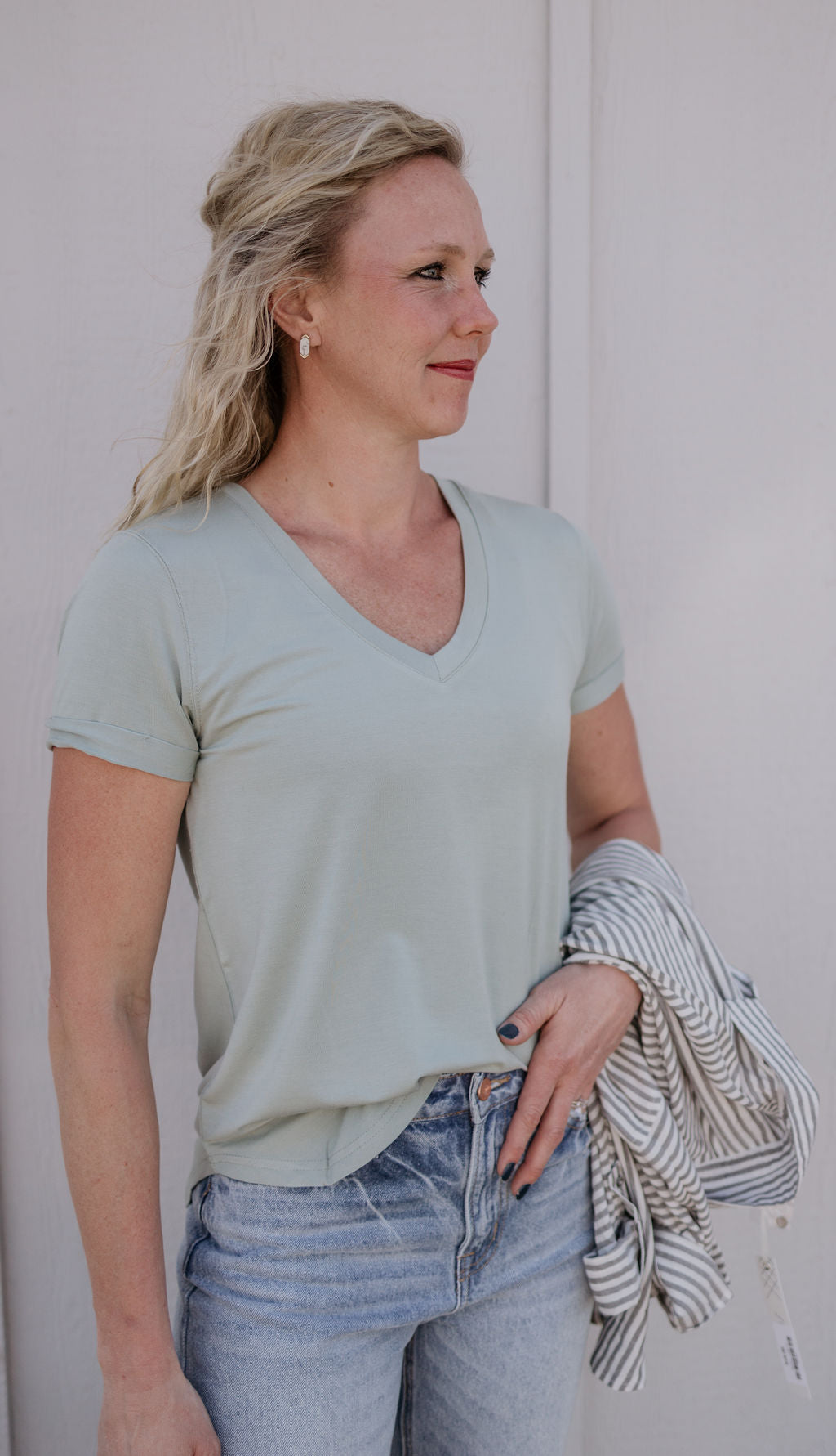 LANELLE BASIC V-NECK TSHIRT THREAD & SUPPLY multiple color options