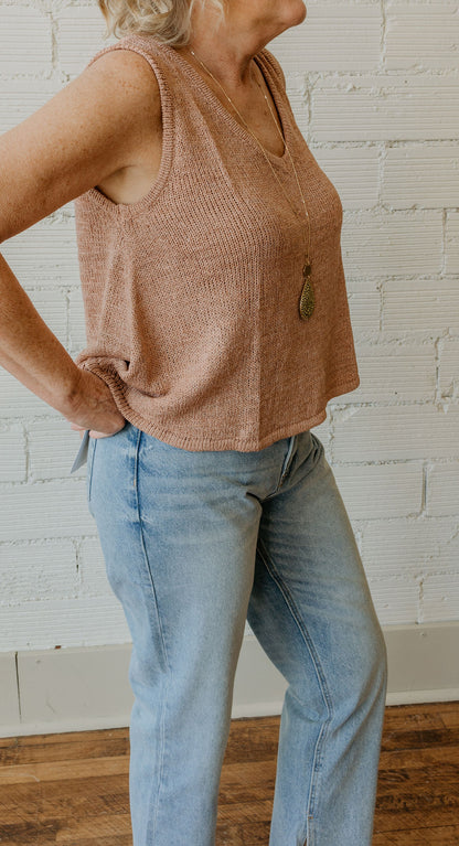 ROSE KNITTED VNECK TANK TOP 2 COLOR OPTIONS