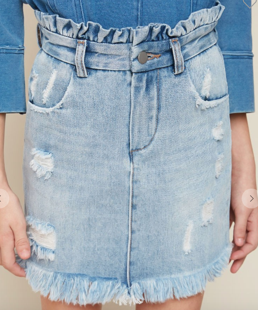 Girls High Waist Denim Skirt