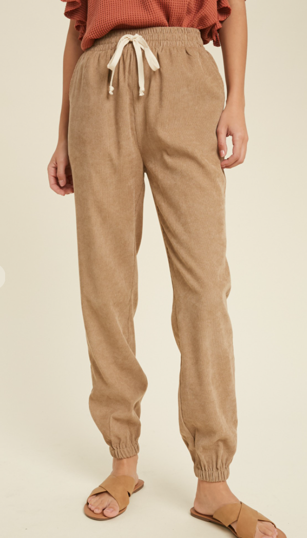 DRAWSTRING CORDUROY JOGGERS BY IVY & CO