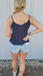 NAVY SMOCKED CAMI BY IVY & CO