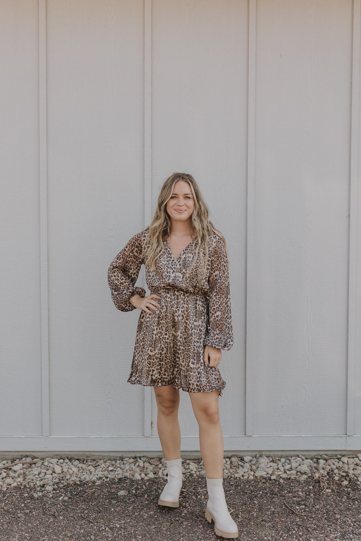 CHIFFON LEOPARD PRINT DRESS