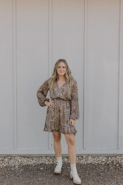 CHIFFON LEOPARD PRINT DRESS