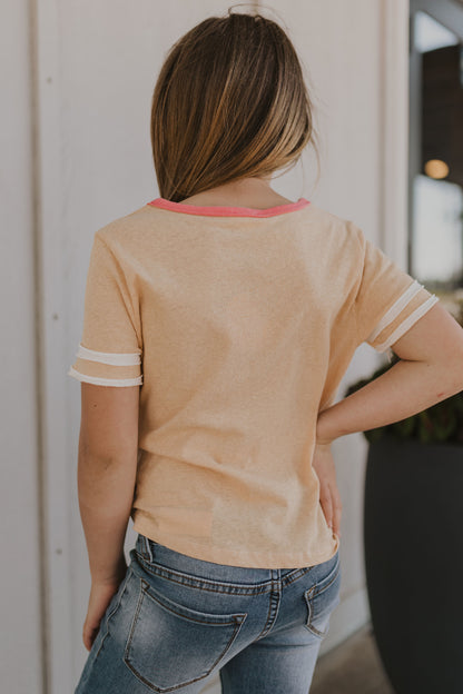 Girls Stripe Sleeve Knit Tee