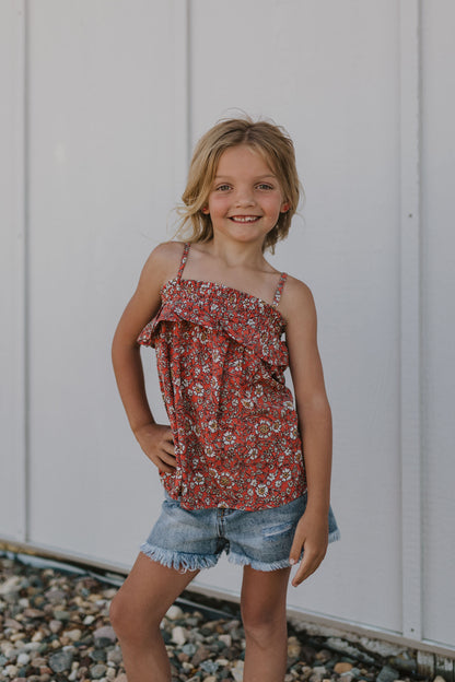 ISABELLA GIRLS SPAGHETTI STRAP RUFFLE TANK 2 COLOR OPTIONS