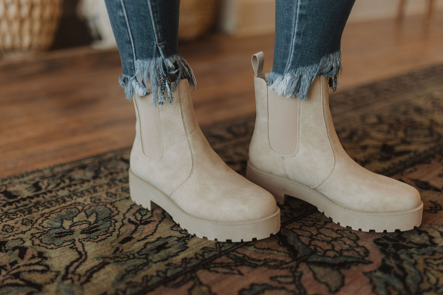 MARGO NATURAL BOOTIE WITH NATURAL COLORED SOLE