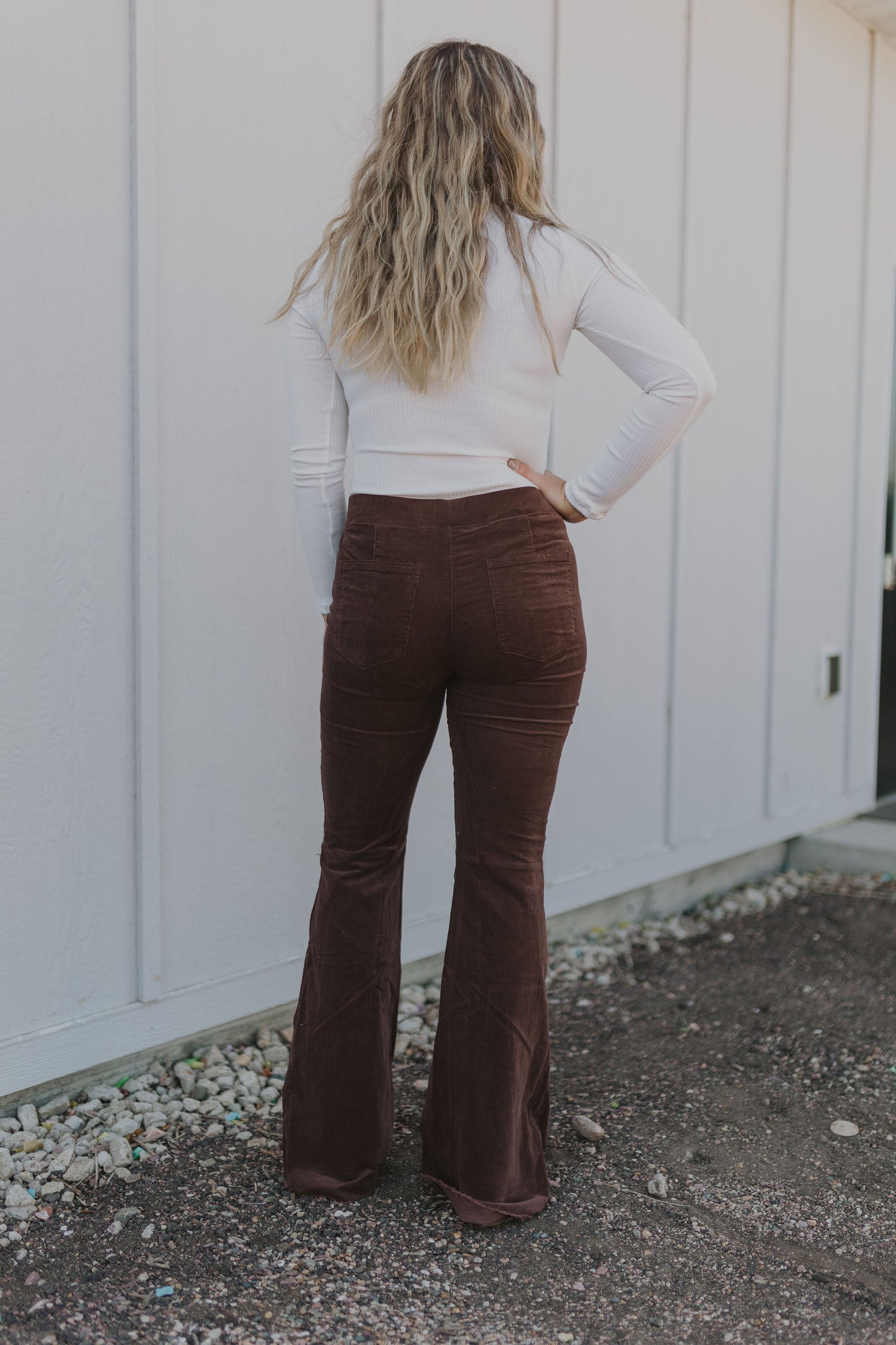 LIDYA CHOCOLATE CORDUROY FLARE PANTS BY IVY & CO