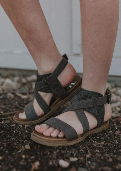 Jayla Charcoal Cheetah Print Strappy Sandal