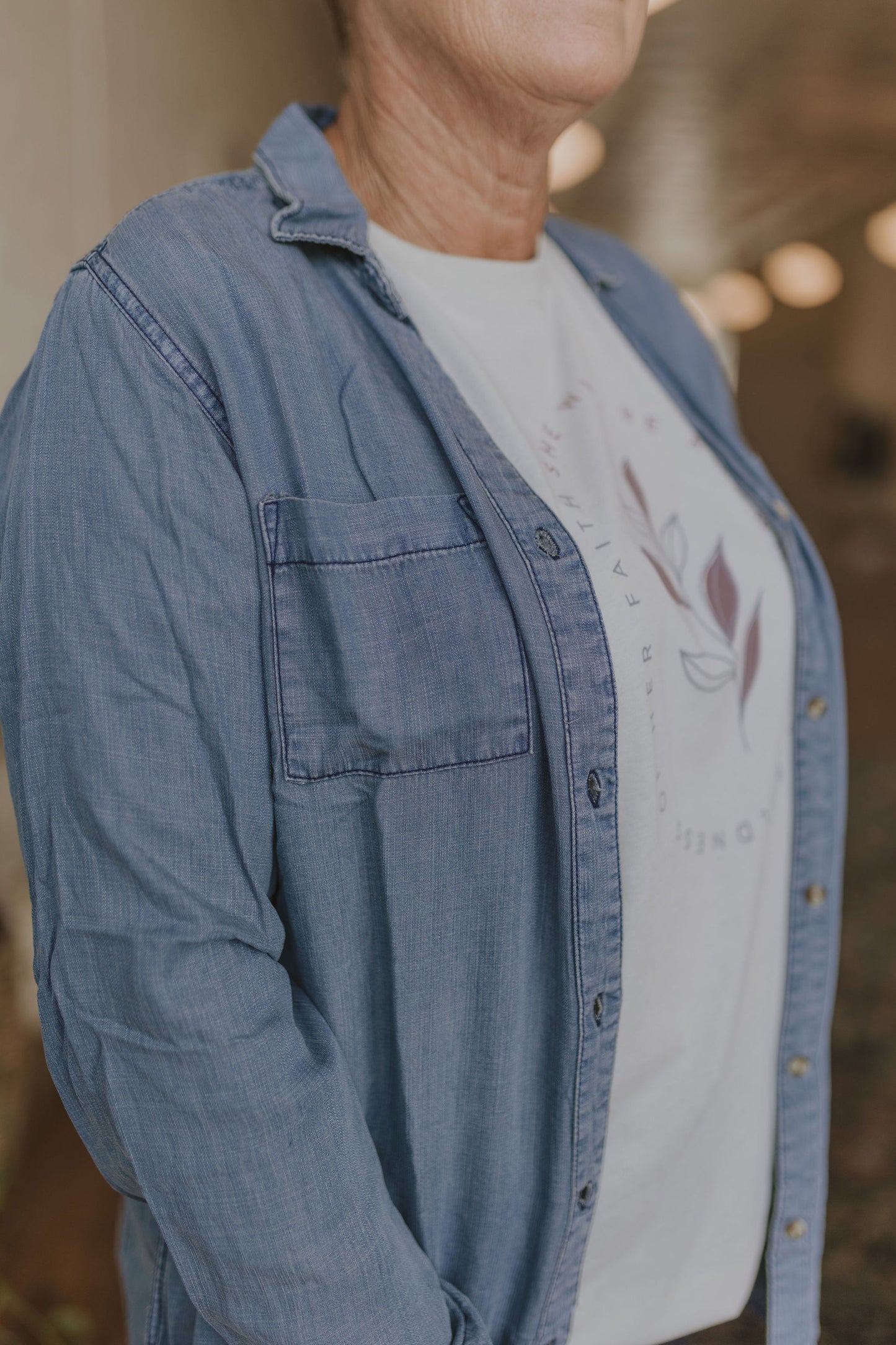 GINGER DENIM BUTTON DOWN TOP