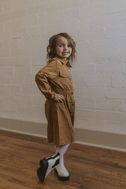 WREN GIRLS CORDUROY BUTTON DOWN DRESS