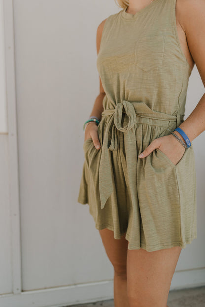 Knotted back flare shorts cotton romper 3 COLOR OPTIONS