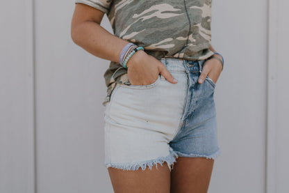 CHELSEY TWO TONE JEAN SHORTS BY IVY & CO