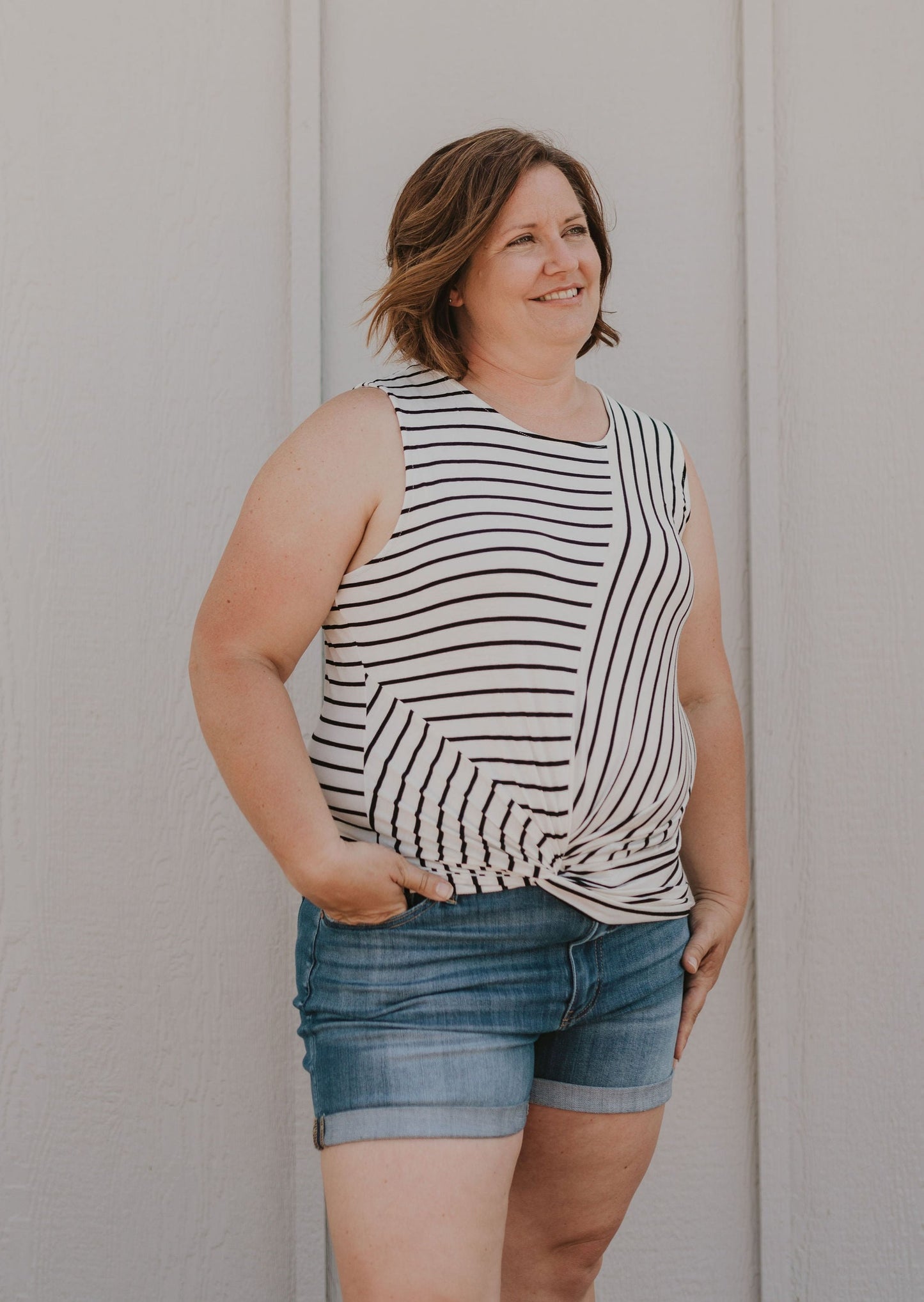 FAITH CURVY/REG STRIPED TANK TOP 2 COLOR OPTIONS