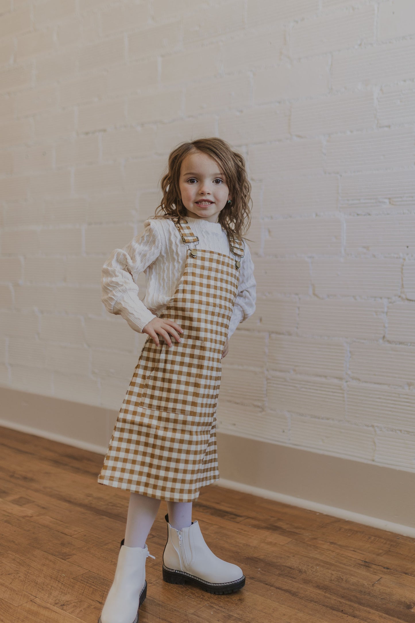 PENNI GIRLS OVERALL GINGHAM DRESS