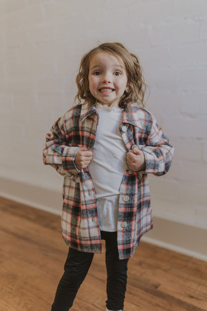 ISABEL GIRLS BLACK, WHITE, AND CORAL SHACKET