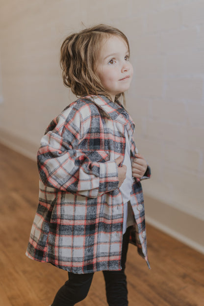 ISABEL GIRLS BLACK, WHITE, AND CORAL SHACKET