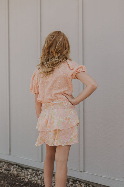 CLARISSA GIRLS FLORAL RUFFLE SKORT